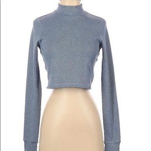 NWT OFFLINE By Aerie Blue Crop Long Sleeve Top